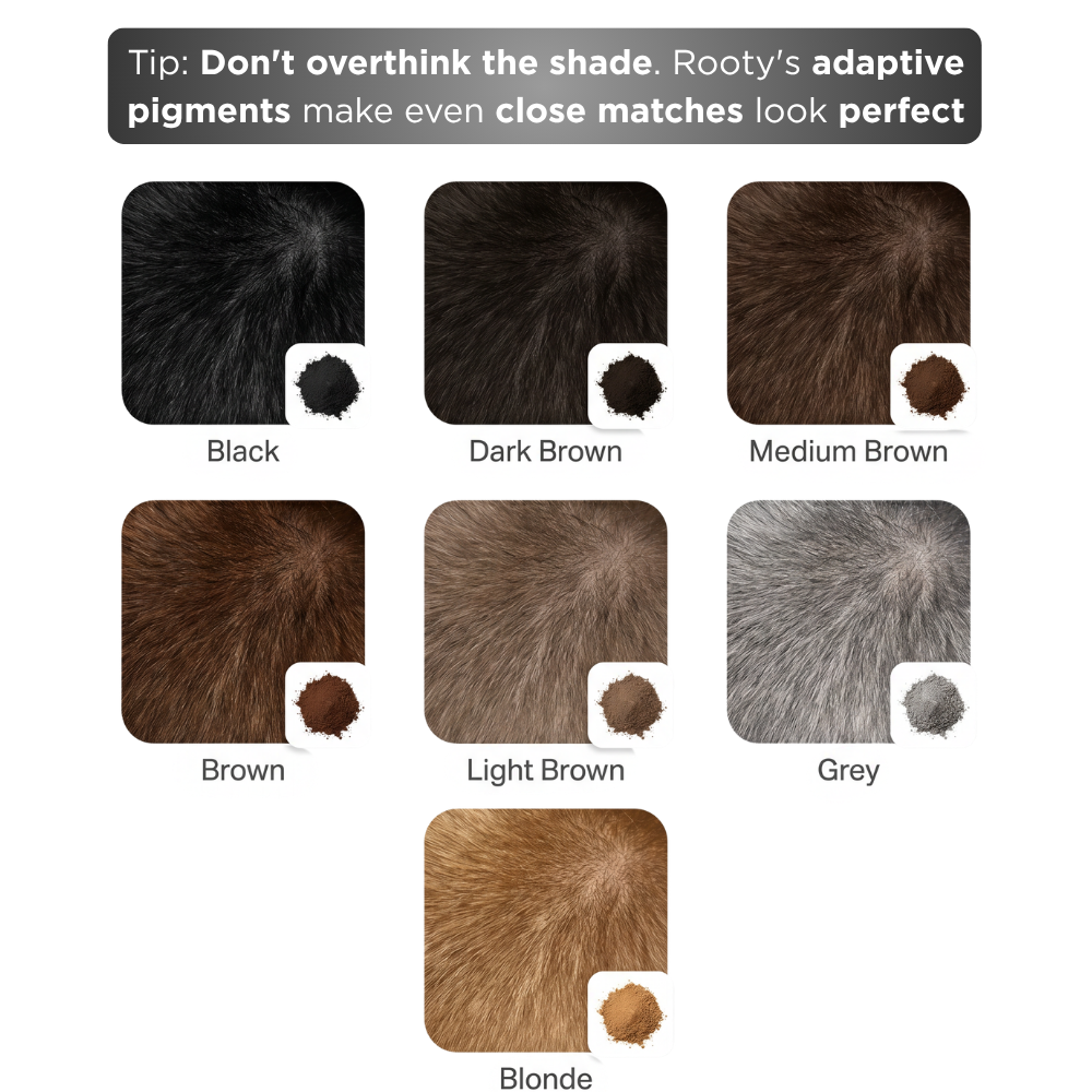 Rooty 2.0 hair powder official color palette – all shades